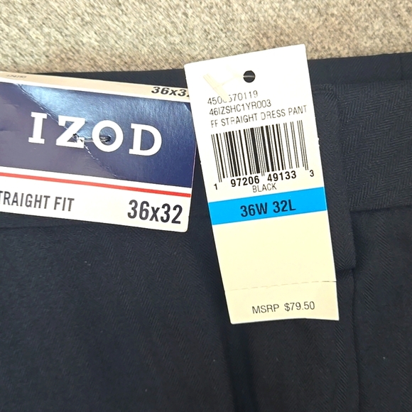 IZOD Dark Blue Trousers Straight Fit 36x32 Pet/Smoke Free - Picture 4 of 7